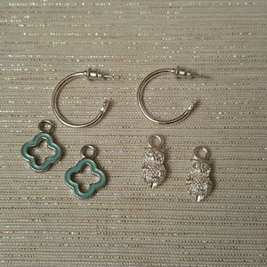 New Origami Owl Silver Hoops with 2 Sets Drops
